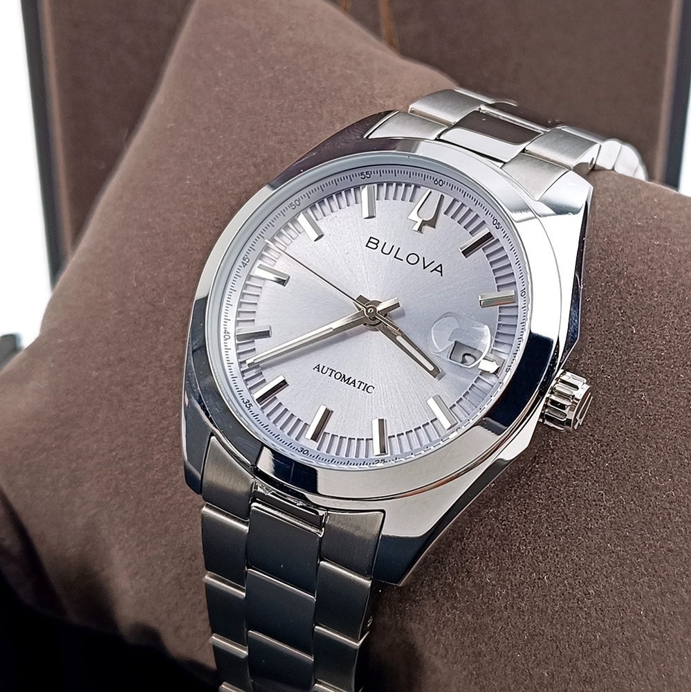 Men's Bulova Surveyor 96B469 Light Blue Dial Stainless Steel Automatic Watch