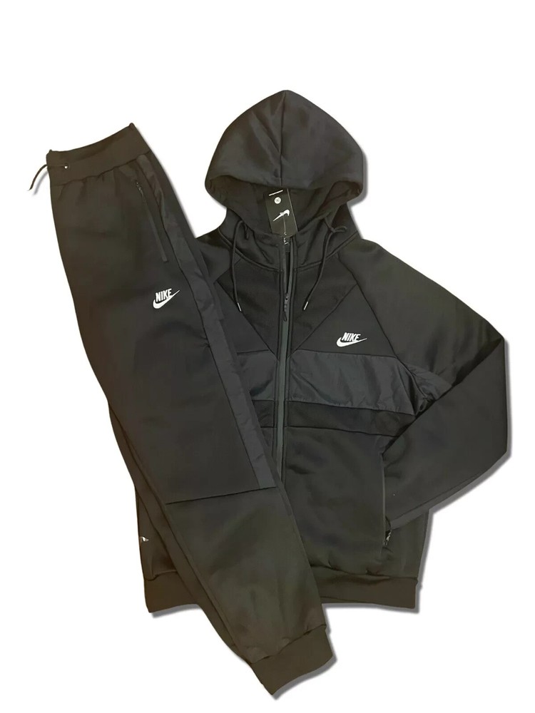 Black NK Club Fleece Hooded Sweatsuit Track suit unisex