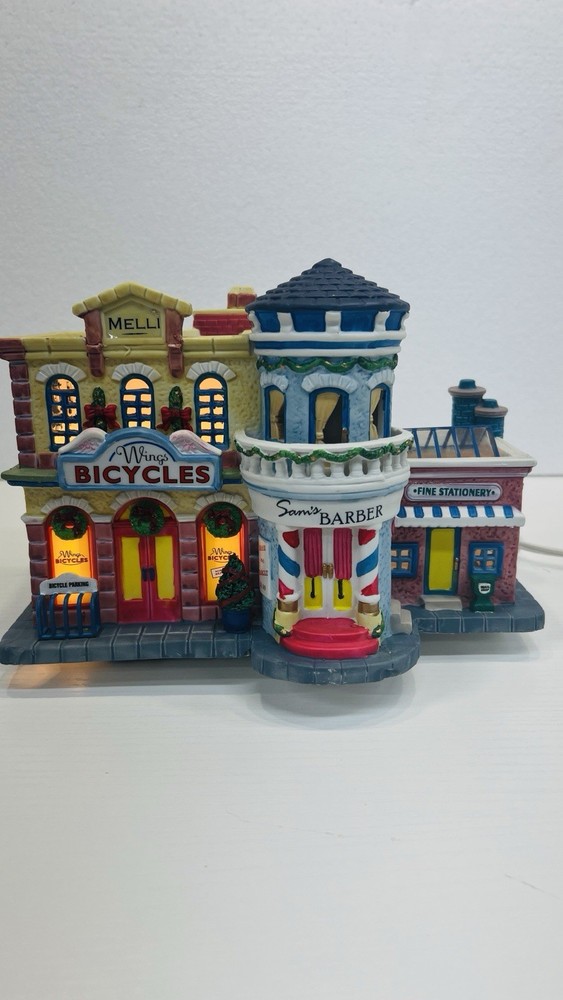 Lemax Plymouth Corners “ Bike, Barber, & Stationary Shop” 85693 RARE & NEW !