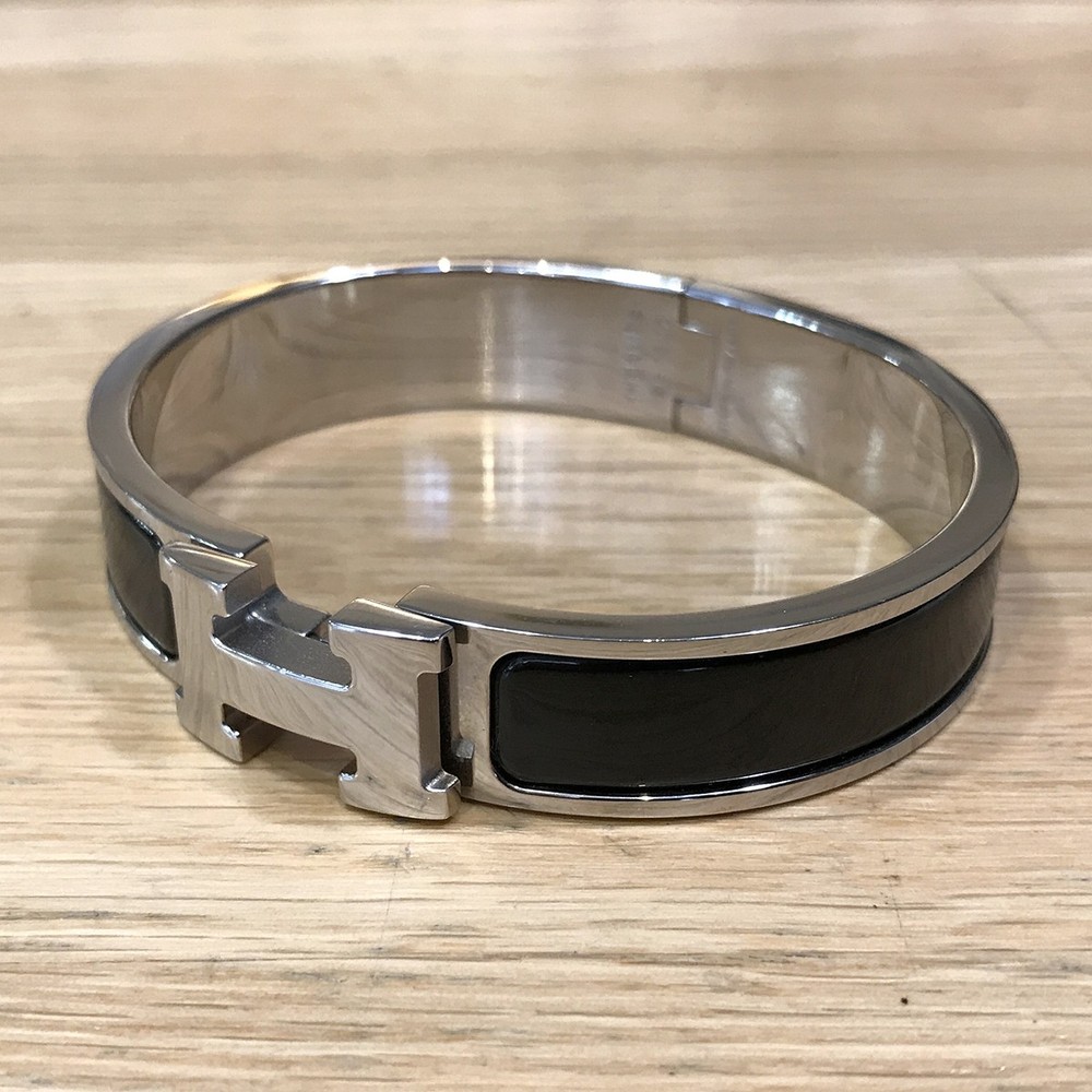 Hermes Clic H PM Clac Black Silver Hardware Enamel Bracelet Bangle 643642