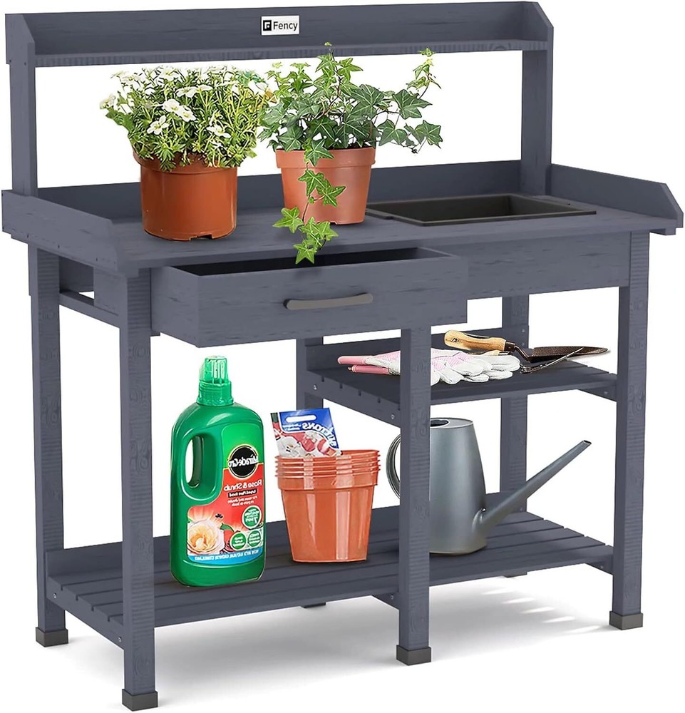 Potting Bench Tables Outdoor, Potting table with Sink Garden Work Station Pla...