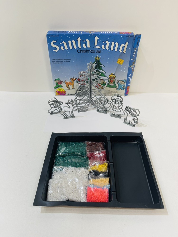 Vtg Makit & Bakit Santa Land Stained Glass Sun Catchers Christmas Kit New Open