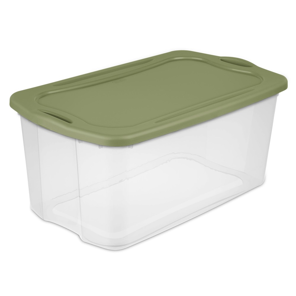 120 Quart Clear EZ Carry Storage Bin with Full-Grip Handles in Green