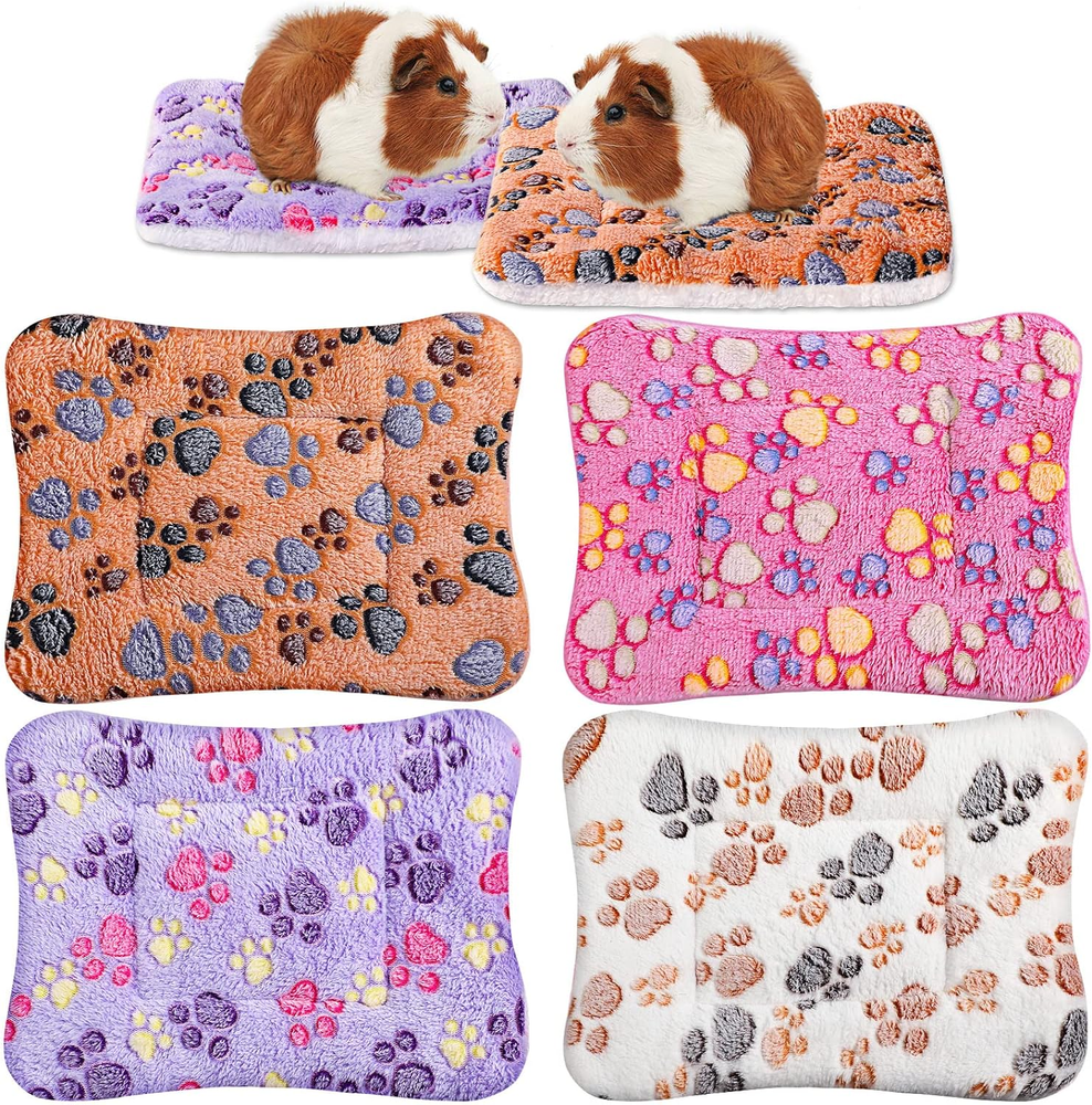 4 Pack Reversible Fleece Pet Bed Mats - Ultra Soft Crate Pads for Dogs & Cats with Cute Prints