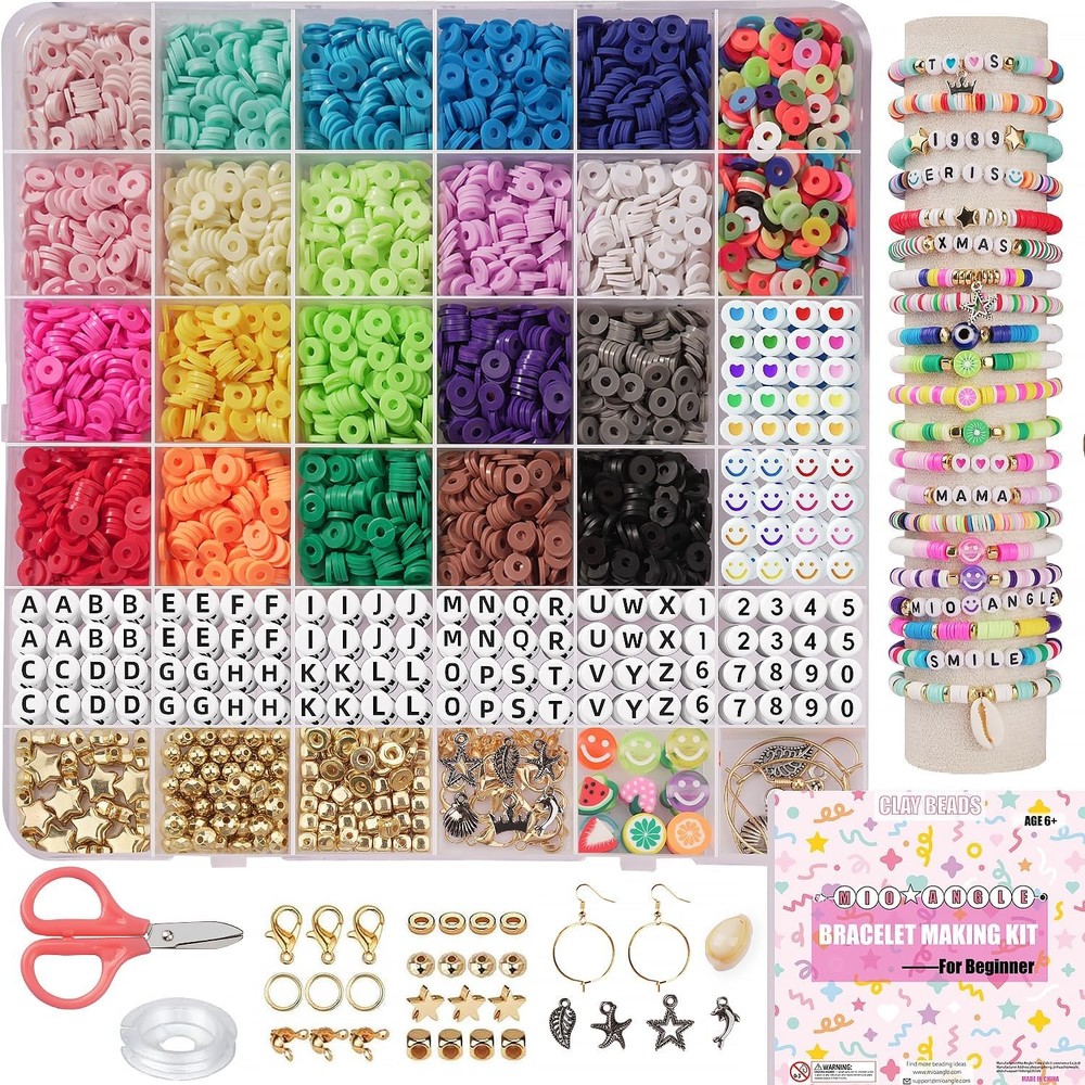 Mio Angle Bracelet Making Kit with 5000Pcs Colorful Polymer Beads for Beginners