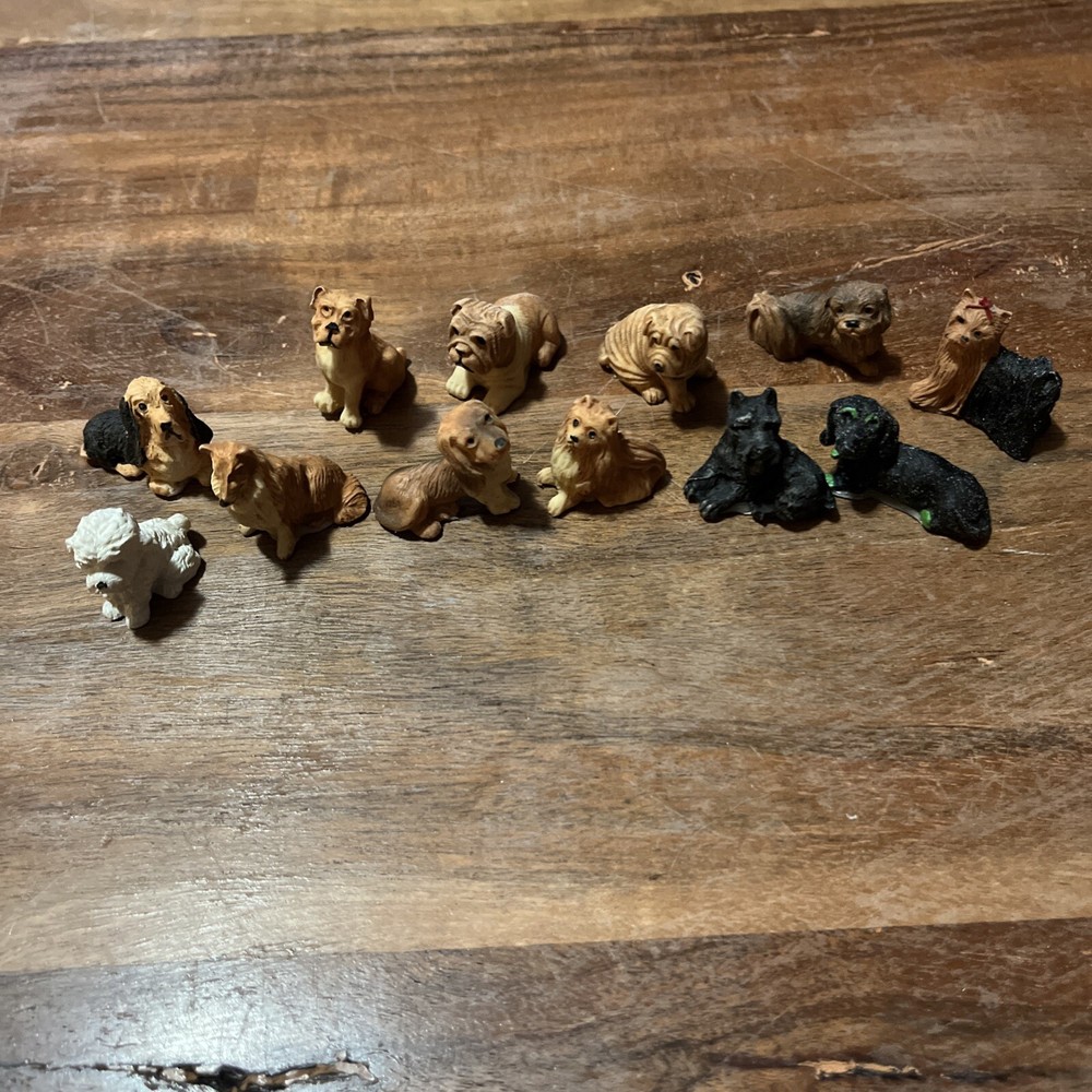 Miniature Dog Figurine Collection Resin 1” Or Less Tall (12 Total)