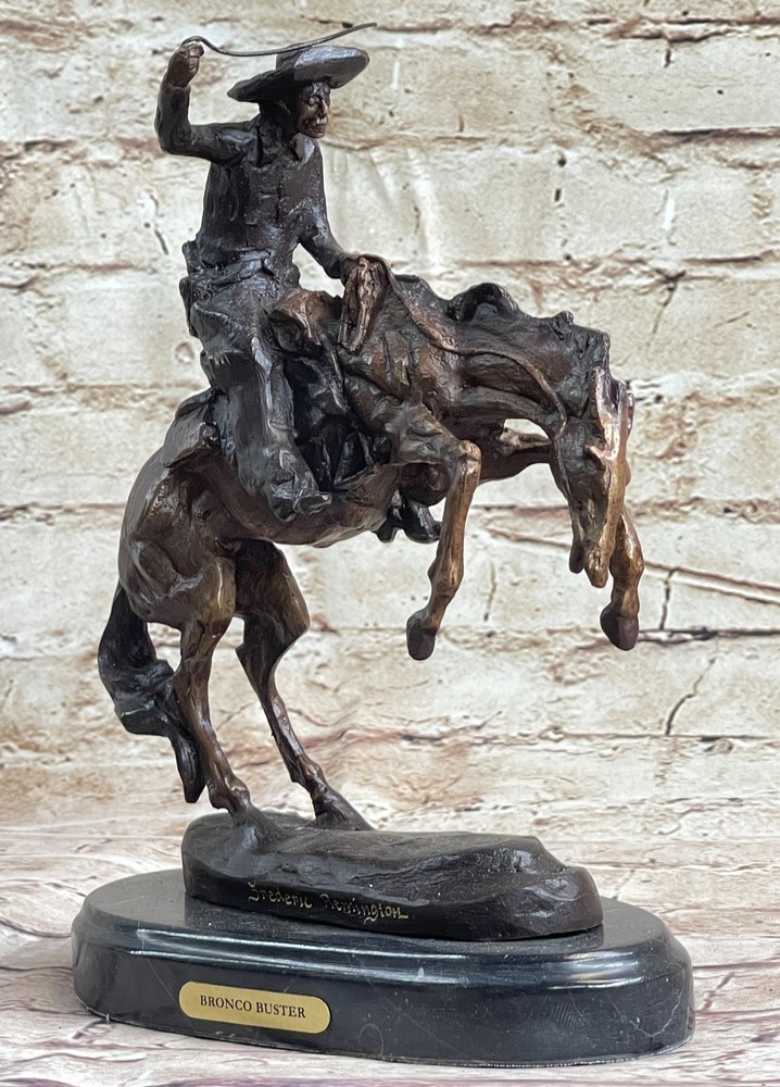 Bronco Buster Remington Western Cowboy Horse Rodeo Rider Bronze Marble Artwork