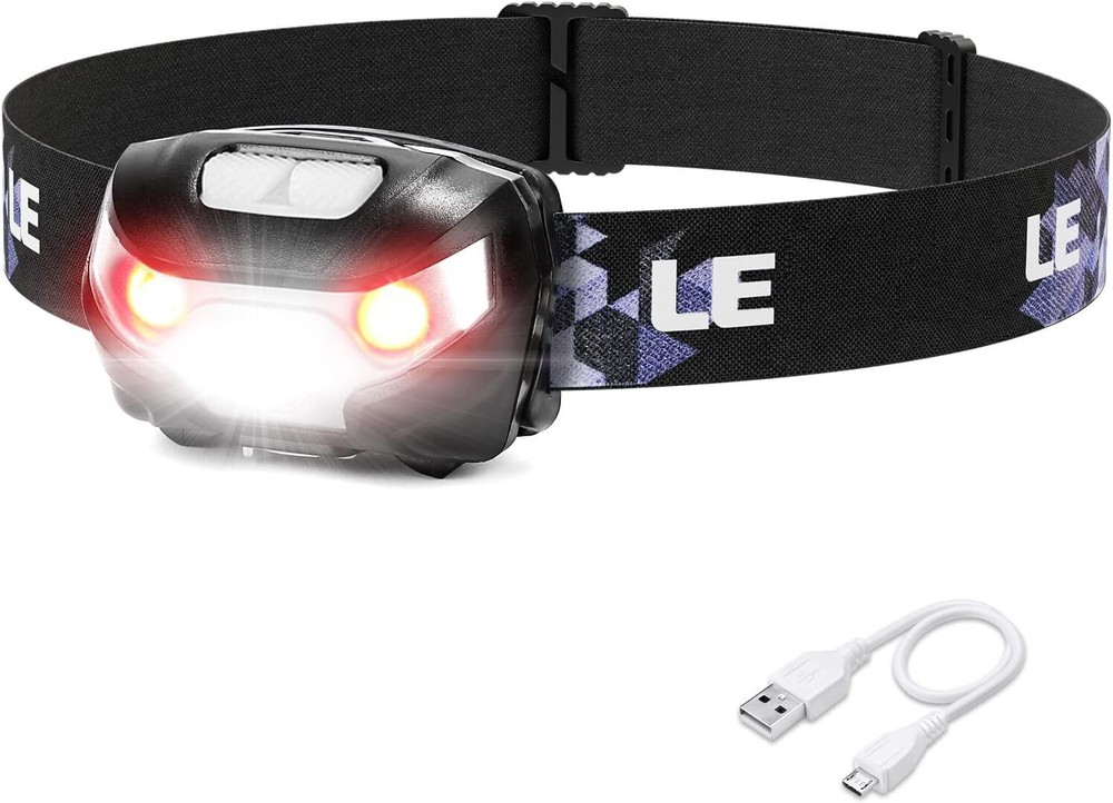 Lepro LED Headlamp Rechargeable - Super Bright Head Lamp with 5 Modes Black
