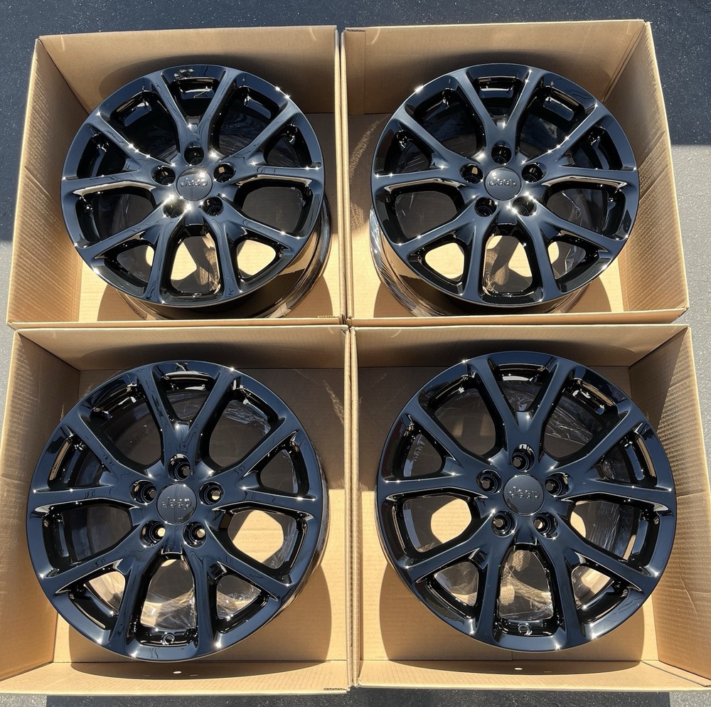 17” Jeep Cherokee Gloss Black Wheels OEM Rims 2014-18 Factory Original Set Of 4