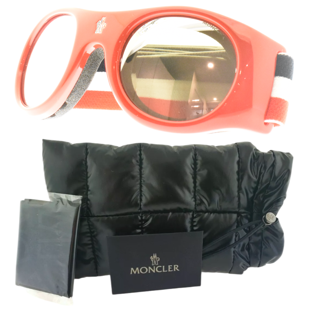 NEW!! MONCLER ML0051 68C Red Goggles Full Rim Unisex Sunglasses