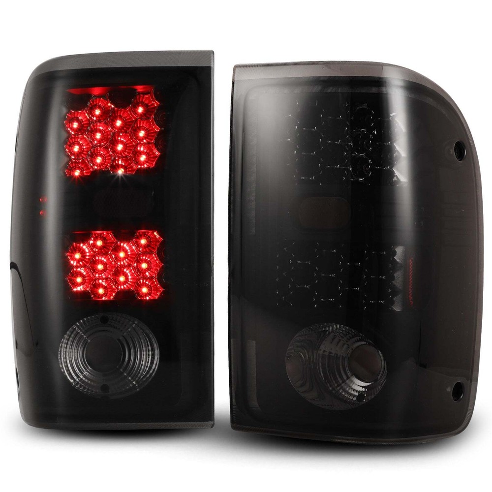 Black LED Tail Light Set With Smoke Lens For 2001-2005 Ford Ranger