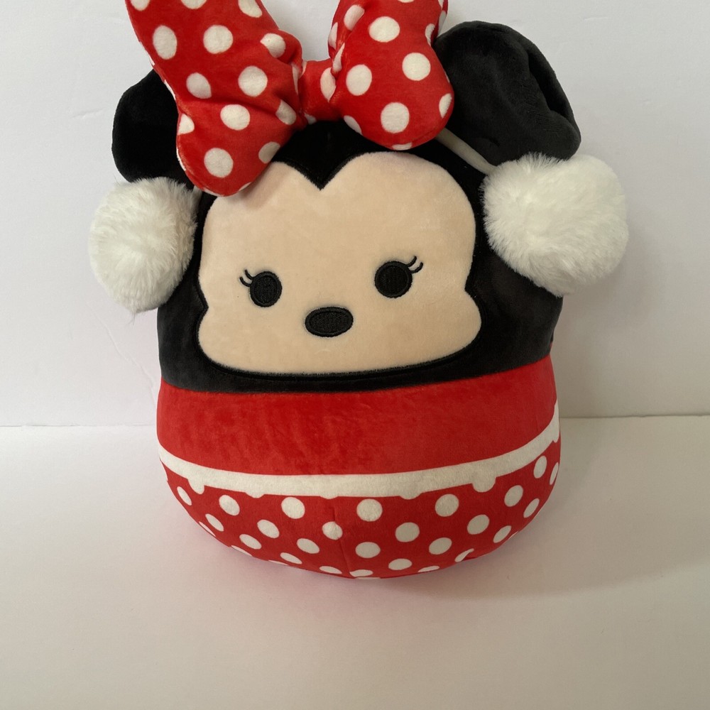 Disney Squishmallow Minnie Mouse Red Christmas Earmuffs Stuffed Plush 12”