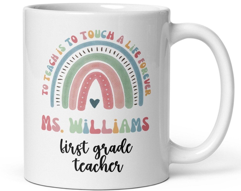 Personalized Teacher Mug Rainbow Custom Teacher Mug Preschool Teacher Mug Mug Fo