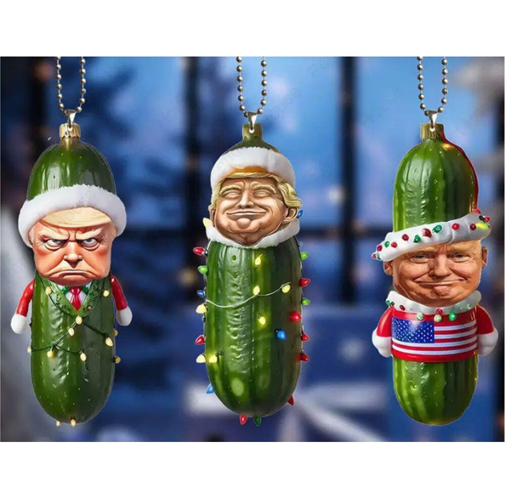 Car Pendant Decor Ornament Funny Gift 3D Acrylic Christmas Ending Sale 3pcs