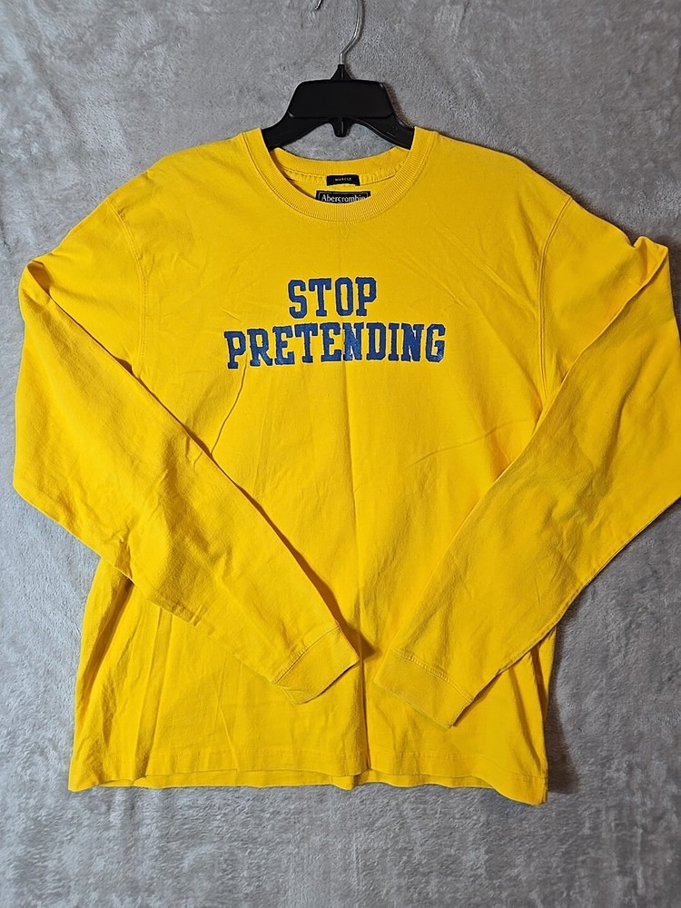 Abercrombie & Fitch Vintage Mens XXL Long Sleeve Muscle Fit Stop Pretending