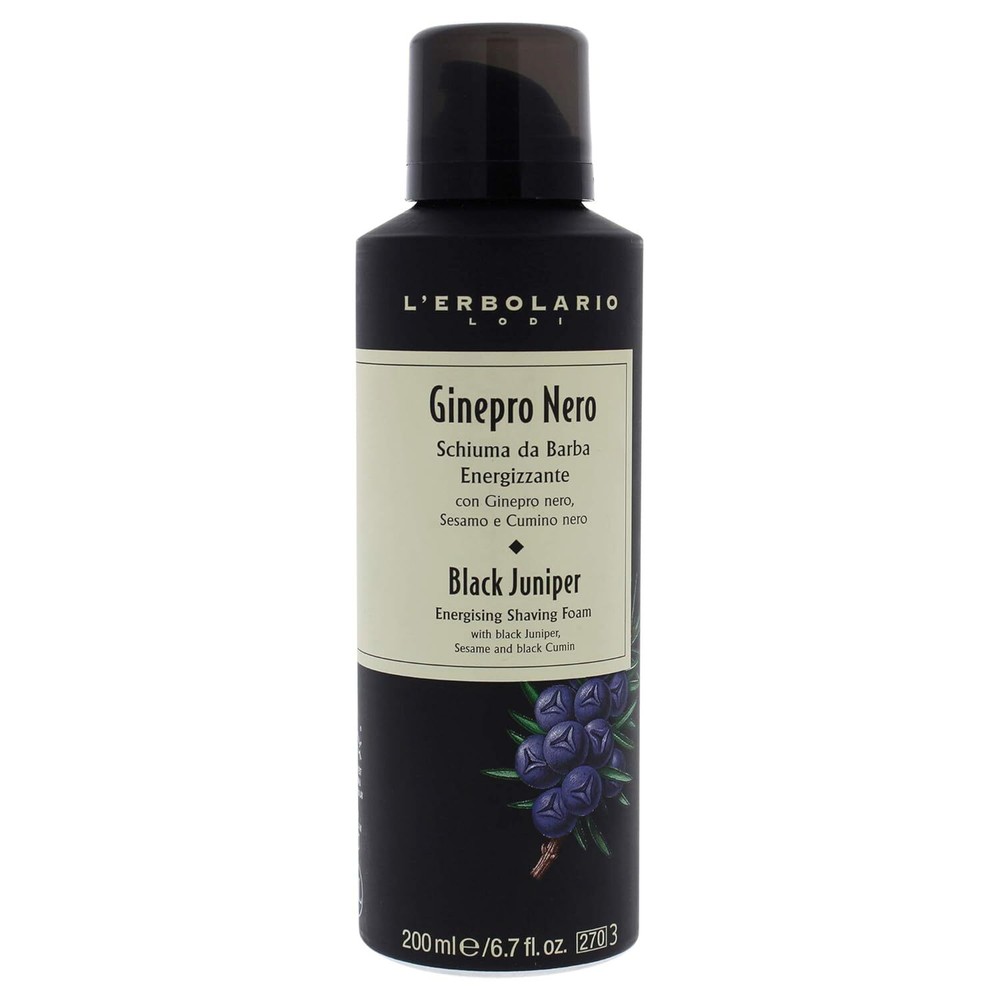 L'Erbolario Black Juniper Energising Shaving Foam - Prevents Redness And Freshen