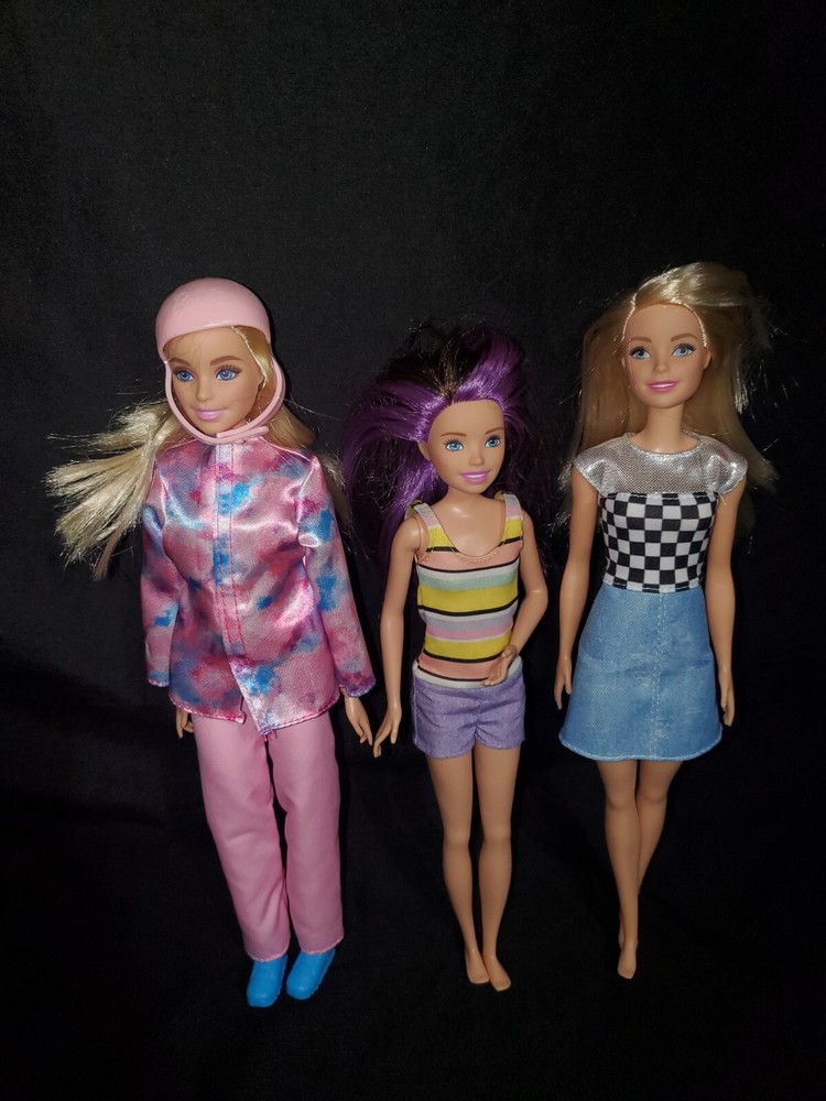 Lot Of 3 Barbie Dolls, Barbie Snowboarder, Skipper Teen & Fashionista
