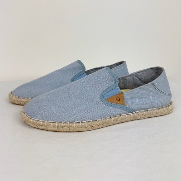 Olukai Kaula Pa'a Kapa Blue Espadrille Comfortable Slip-On Shoes