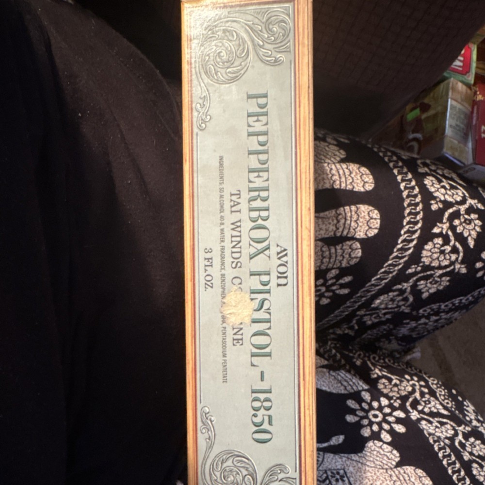 Avon Pepperbox Pistol Glass Bottle Silver Brown Novelty 1970s Decorative