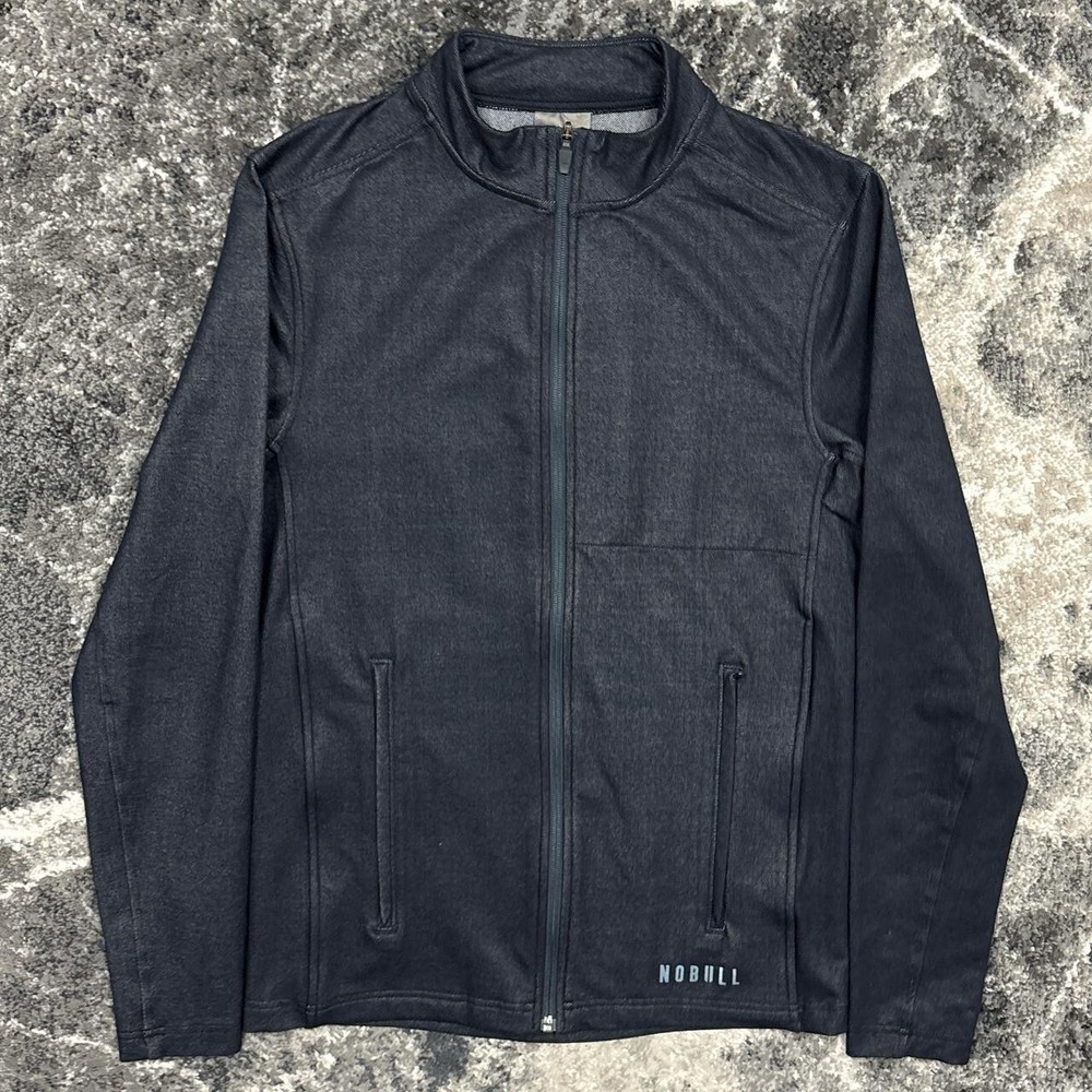 NoBull Mens Small Twill Zip Up Jacket Indigo Blue USA Made Performance Coat