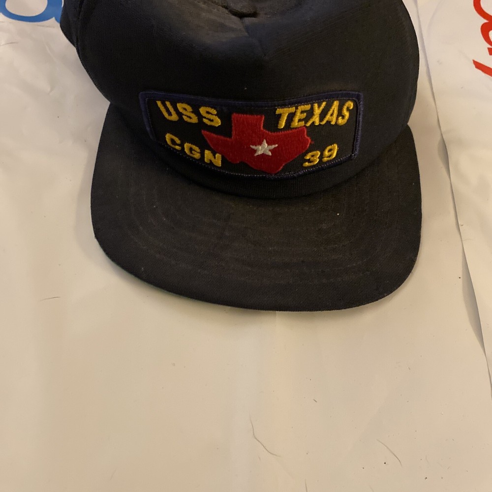 RARE Vintage New Era USS TEXAS CGN-39 NAVY Snapback Cap Hat - S/M - MADE IN USA