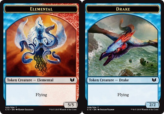 MTG 10 Drake Elemental Double-Sided Multicolor Token LP English-image