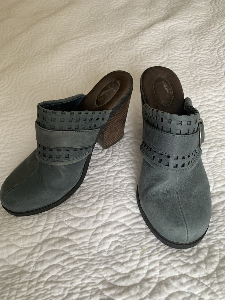 Dr Scholls Leather Blue Slip On Shoes Size 8 1/2 M
