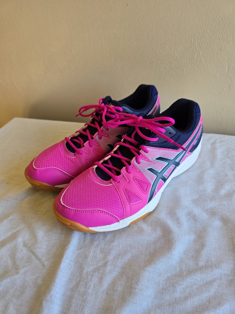 Women's Asics Gel-Upcourt Pink/Navy Volleyball Sneakers Size 11 Pre-owned