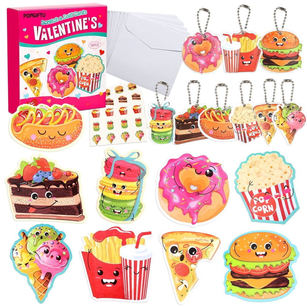 Valentines Day Classroom Gifts for Kids - 36 Pack Scratch and Sniff Cards