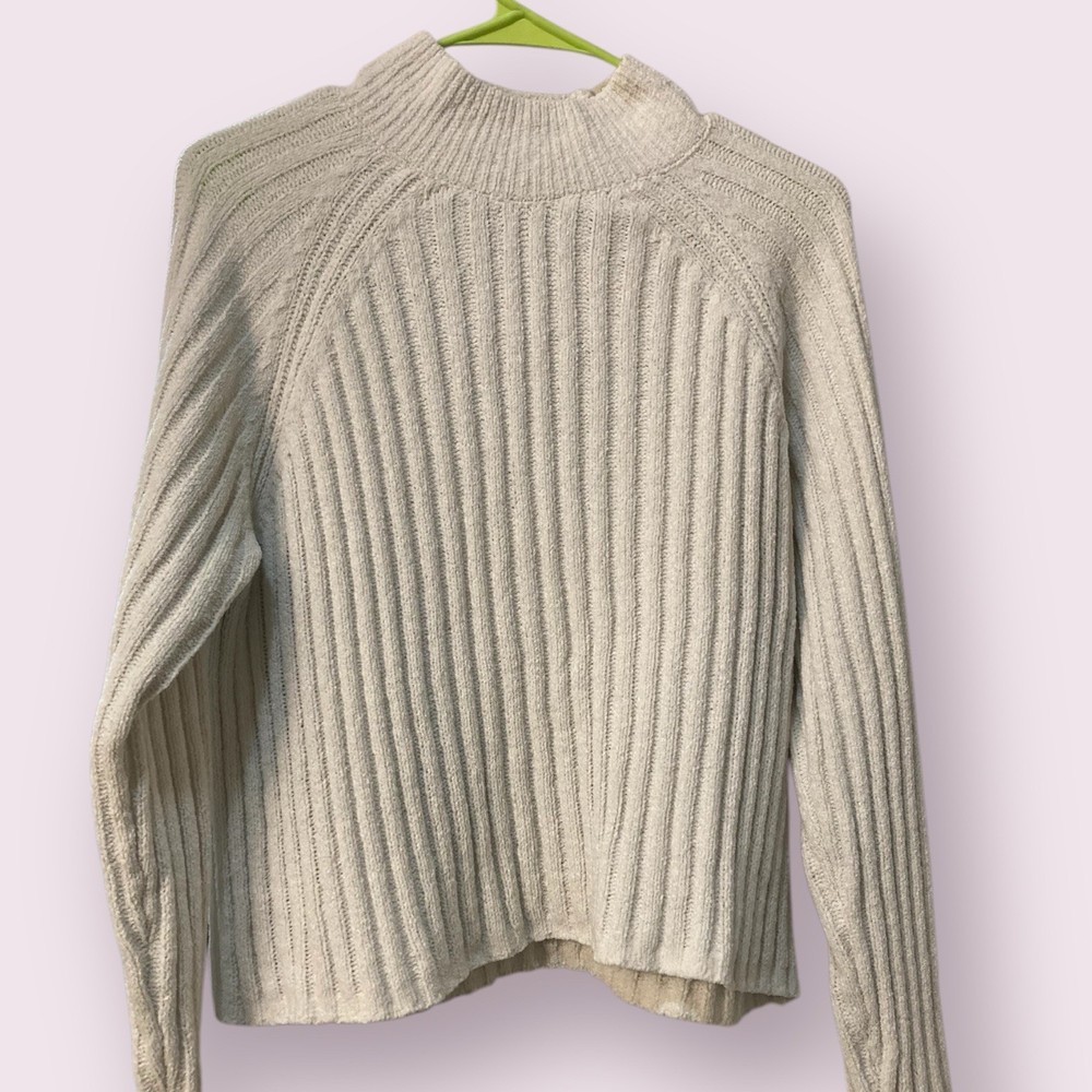 Pink Republic Beige Ribbed Mock Neck Sweater Size XL Soft Cozy Pullover