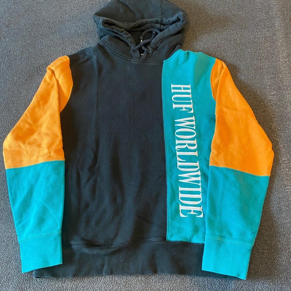 Multicolor Huf Worldwide Embroidered Hoodie Sweatshirt Size S