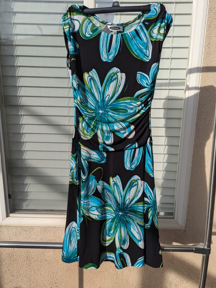 Womens intermission blue black floral dress sz 4