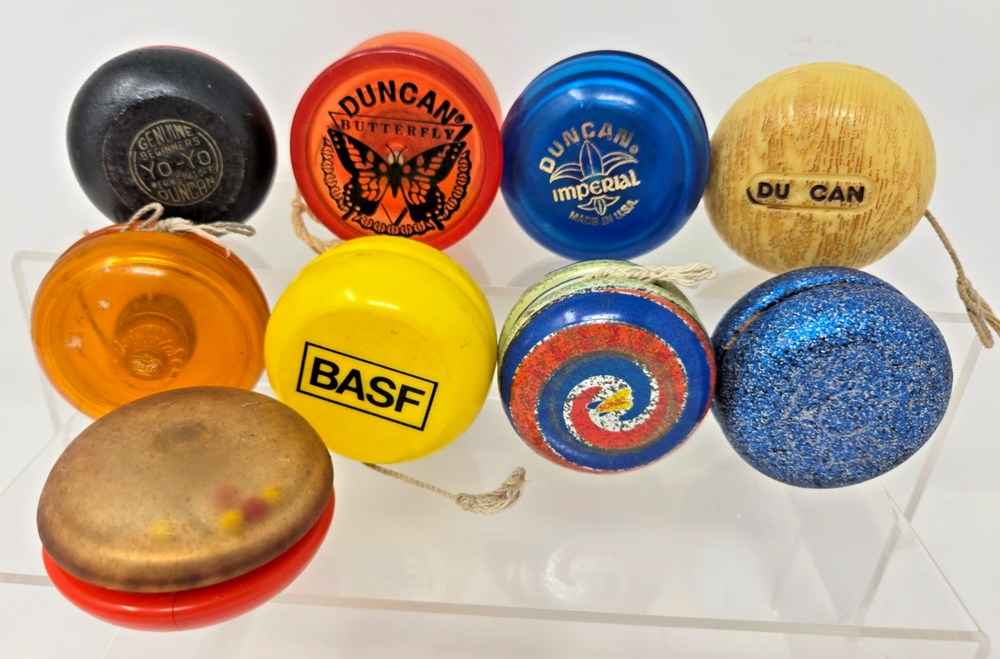 LOT of 9 Vintage Yo-Yo's Classic Duncan BASF Sonic Imperial Butterfly Sparkle
