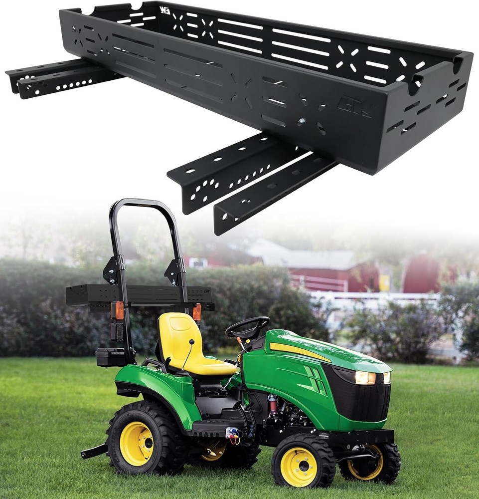 ELITEWILL Universal Tractor Tool Box Tray with Bracket 46.5x15.6x5.7 Black