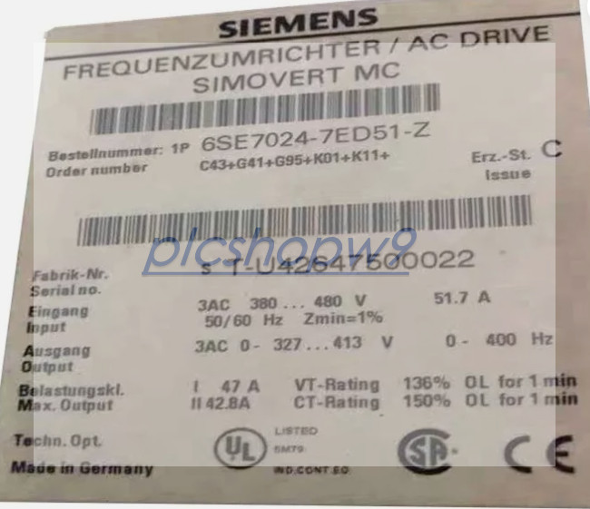 6SE7024-7ED51-Z NEW SIEMENS SIMOVERT Masterdrives Unit 6SE7024-7ED51-Z