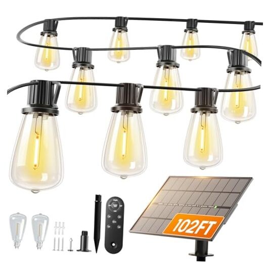 102FT(96+6) Solar String Lights Outdoor Waterproof - 30+2 LED 96+6FT