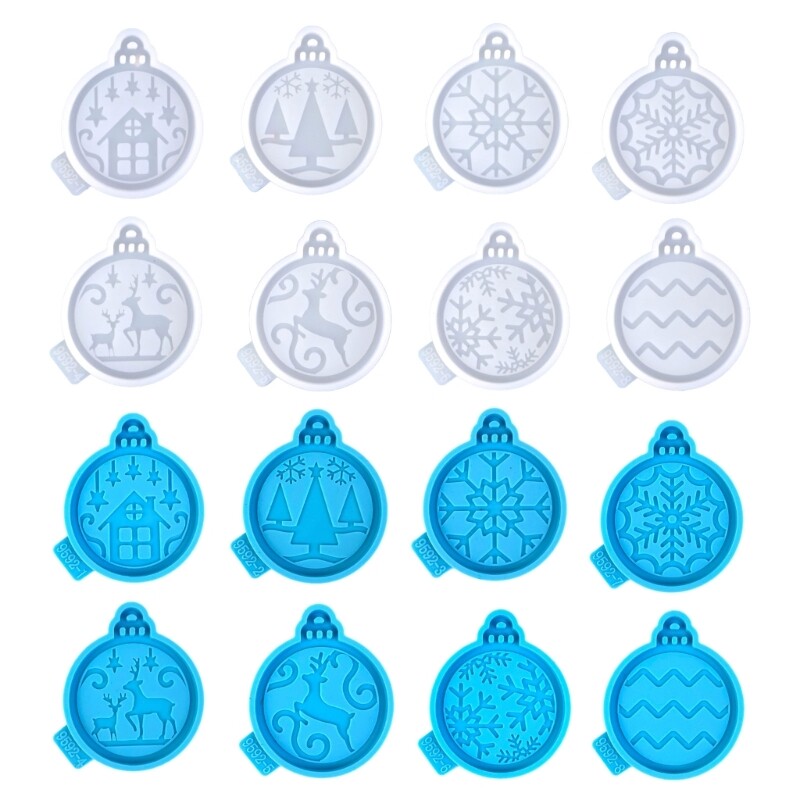 8 Pieces Silicone Resin Molds Christmas Resin Ornament Moulds Making Mold