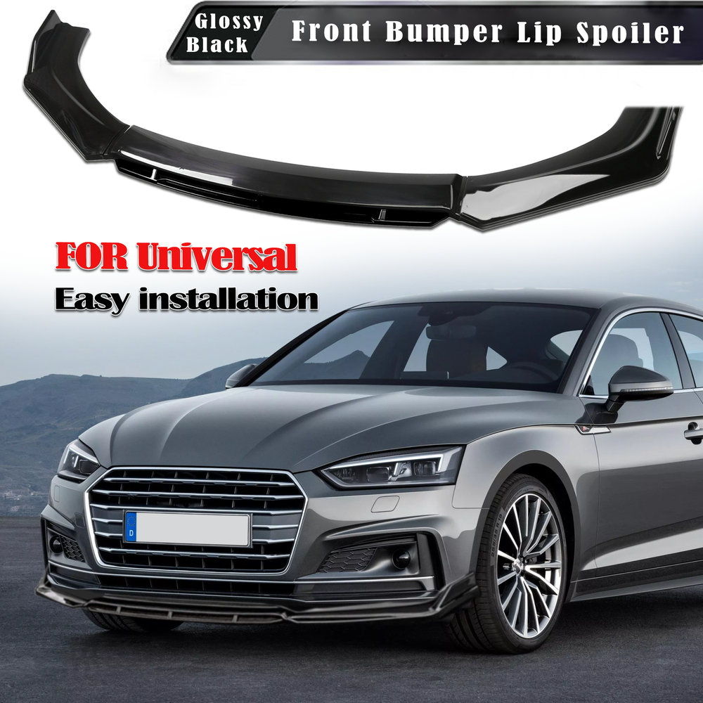 For Audi A3 A4 A5 A6 Universal Front Bumper Lip Spoiler Splitter Diffuser Black