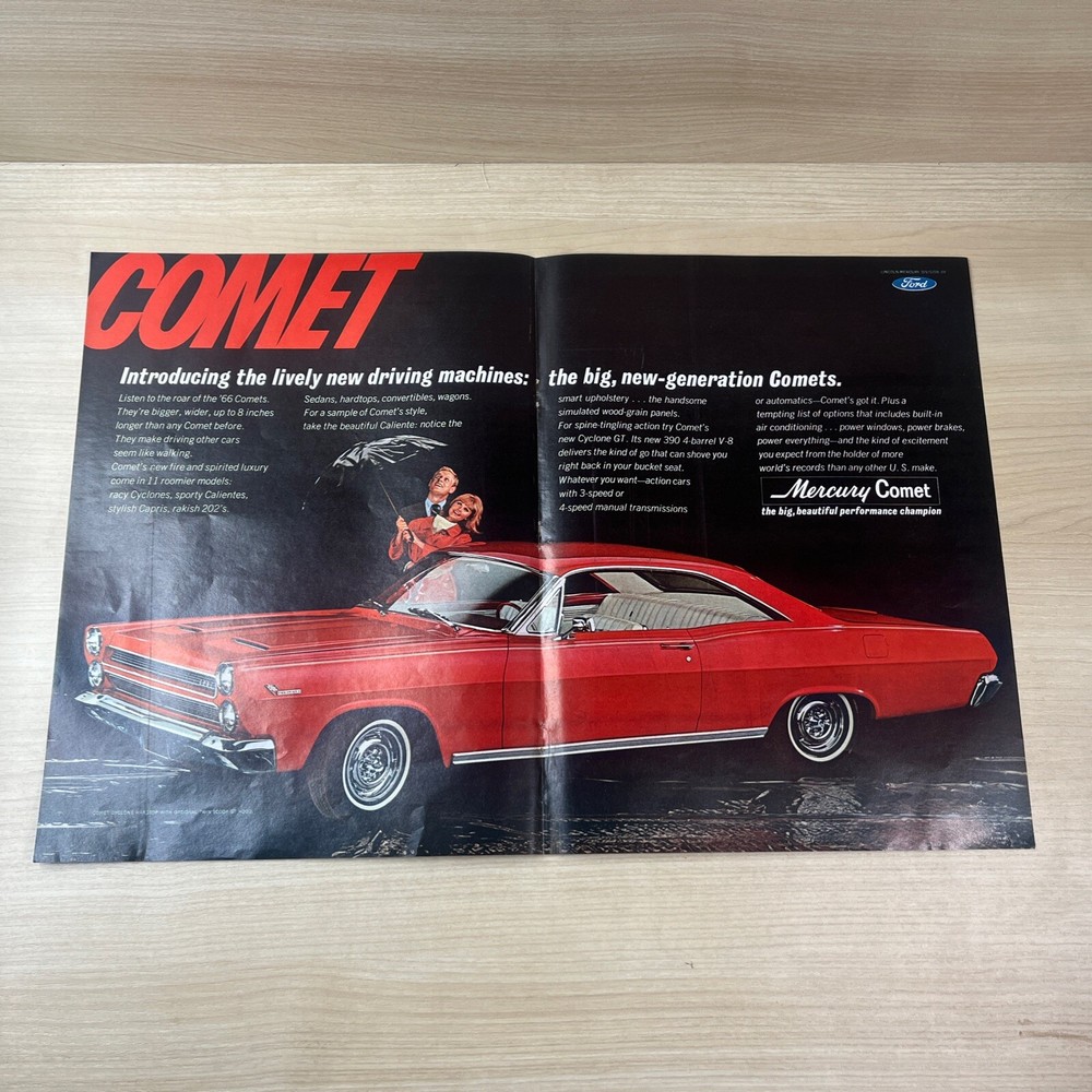 Mercury Comet Cyclone Hardtop GT Scoop Hood 1965 Vintage Print Ad Life Magazine