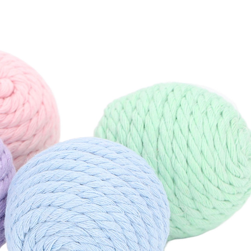 4Pcs Cat Cotton Rope Balls with Rustling Stone Boredom Relief Interactive Woven