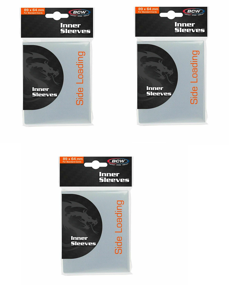 (300) BCW Side Loading Inner Card Sleeves 89x64mm Fits Inside Standard Sleeves