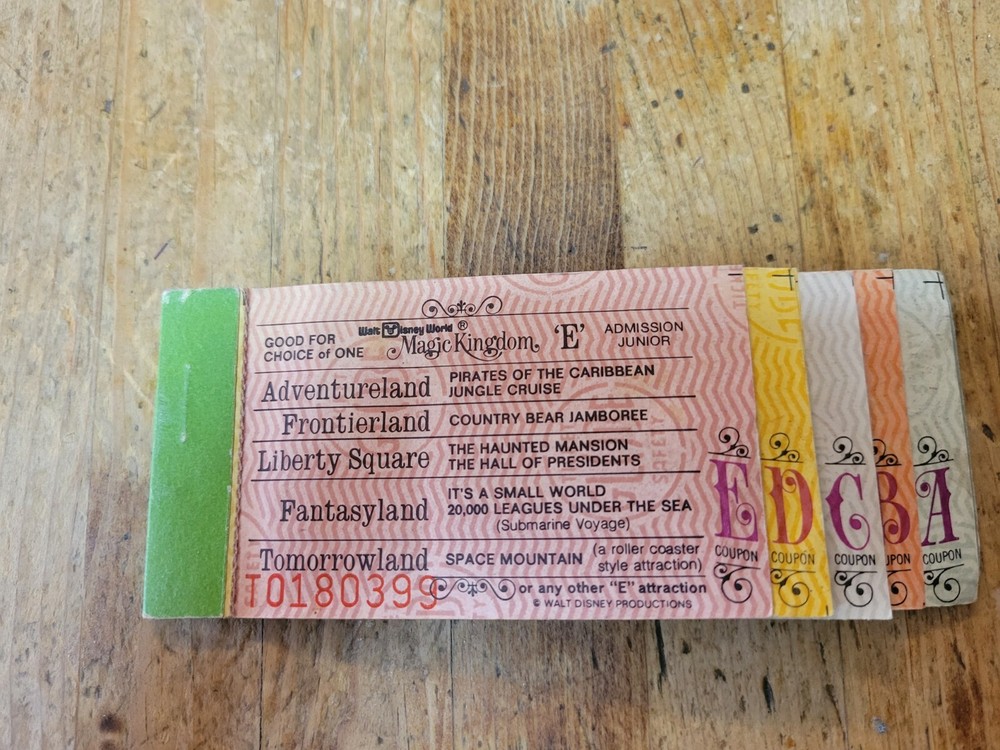 1977 Original Walt Disney World Junior Ticket Coupon Booklet 1970s Vintage Disney