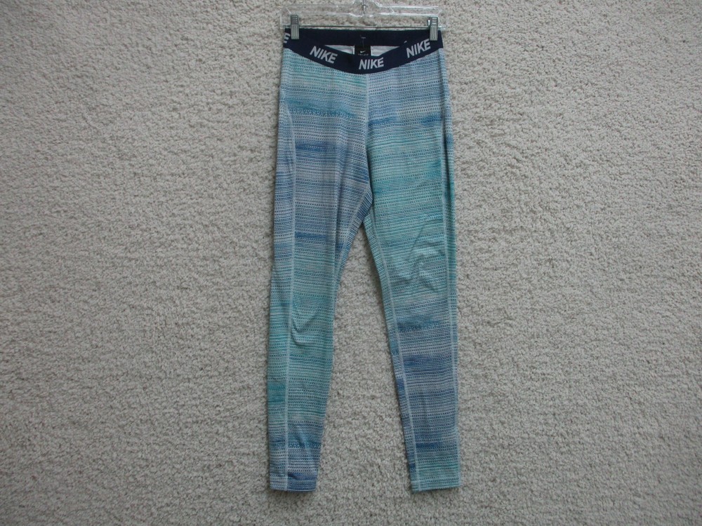 Nike Dri-Fit Blue Leggings Medium Womens Gym Stretch Swoosh Pull On