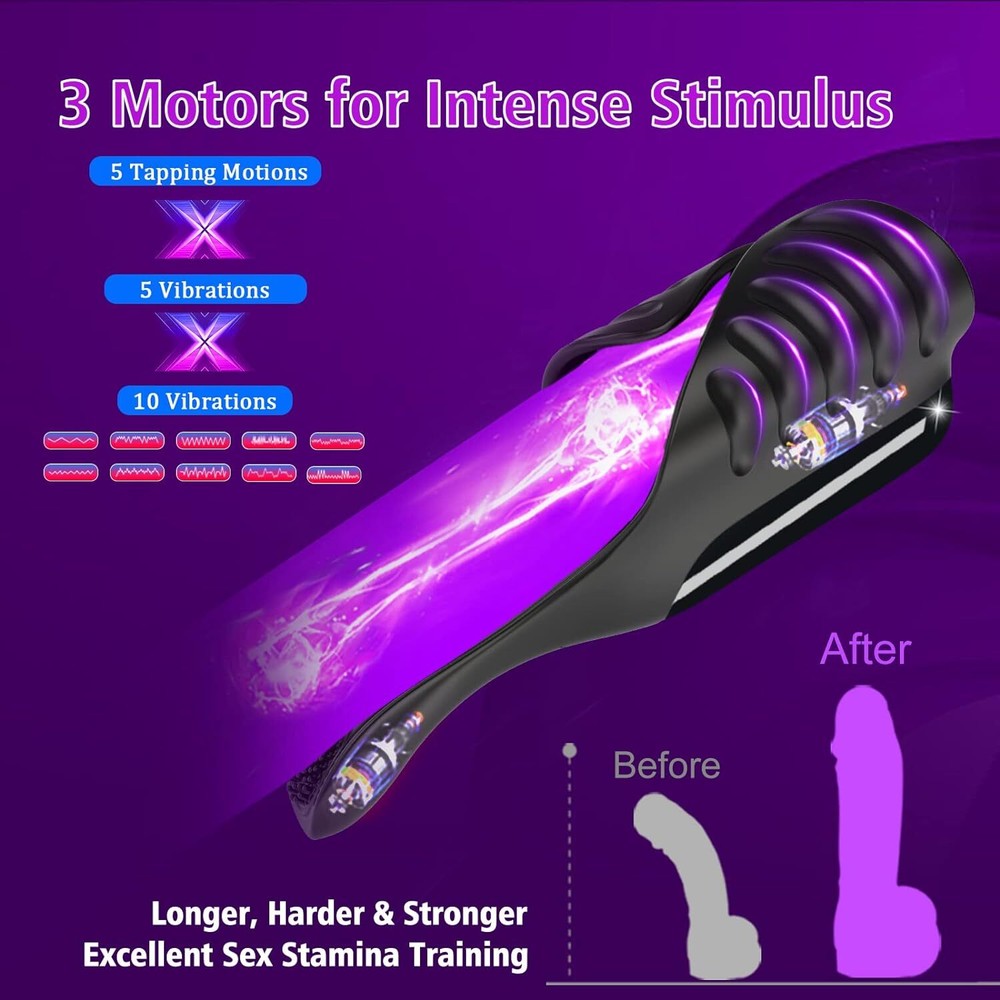 Adjustable Tapping Male Masturbator Penis Training Vibrator Stroker Adult Toys