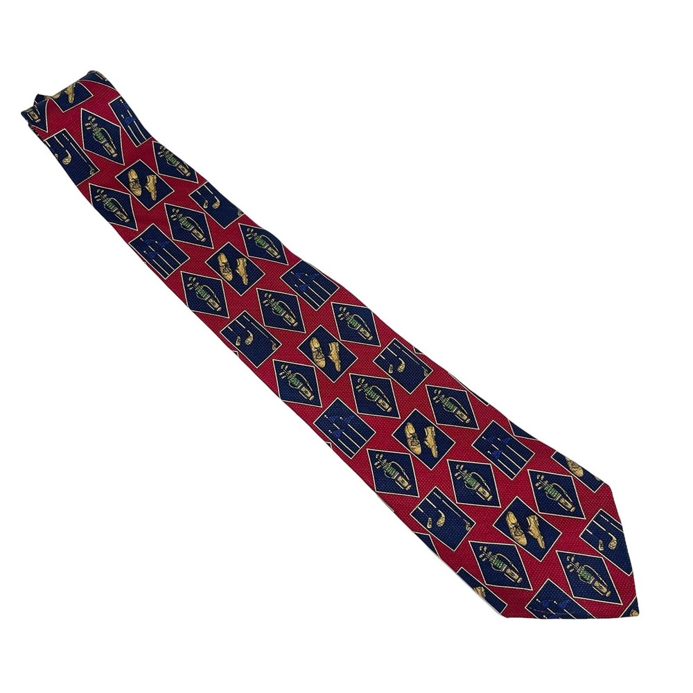90s Vintage Tommy Hilfiger Silk Golf Theme Tie Burgundy Career Casual