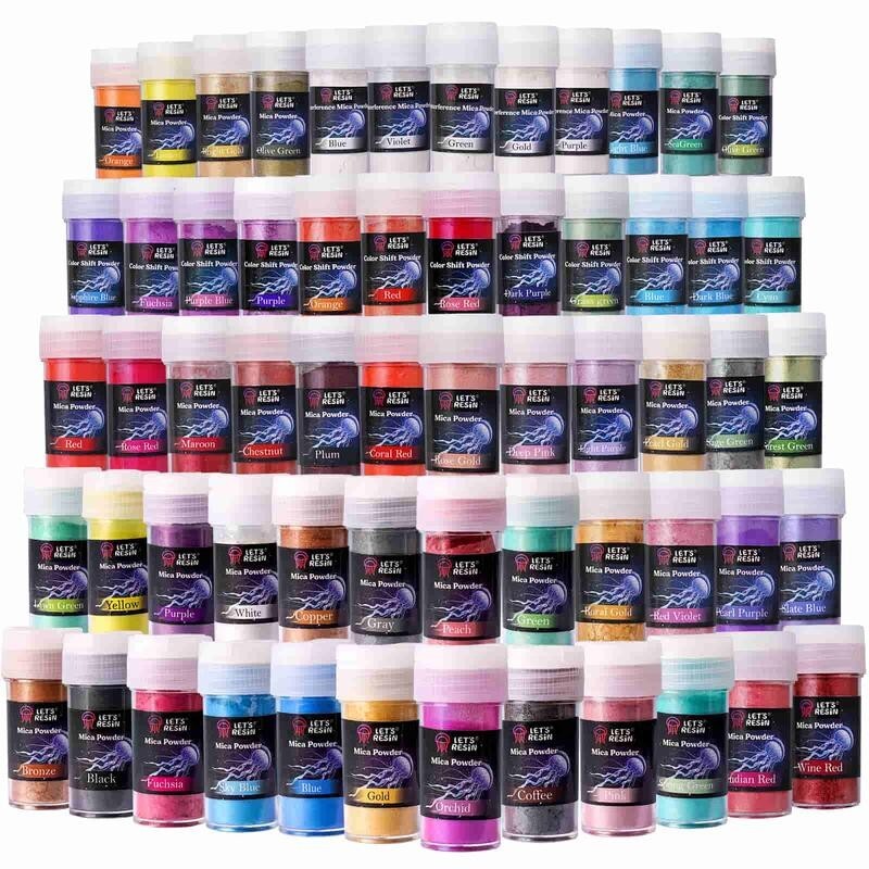 60 Colors Mica Powder, Natural PearlescentPigment Powder for Epoxy Resin/UV Resi