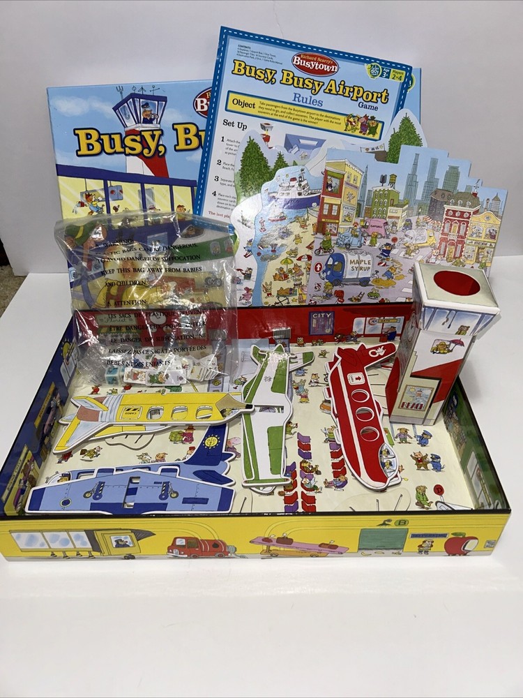 Richard Scarry’s Busytown Busy Busy Airport Game 100% Complete Passengers Planes
