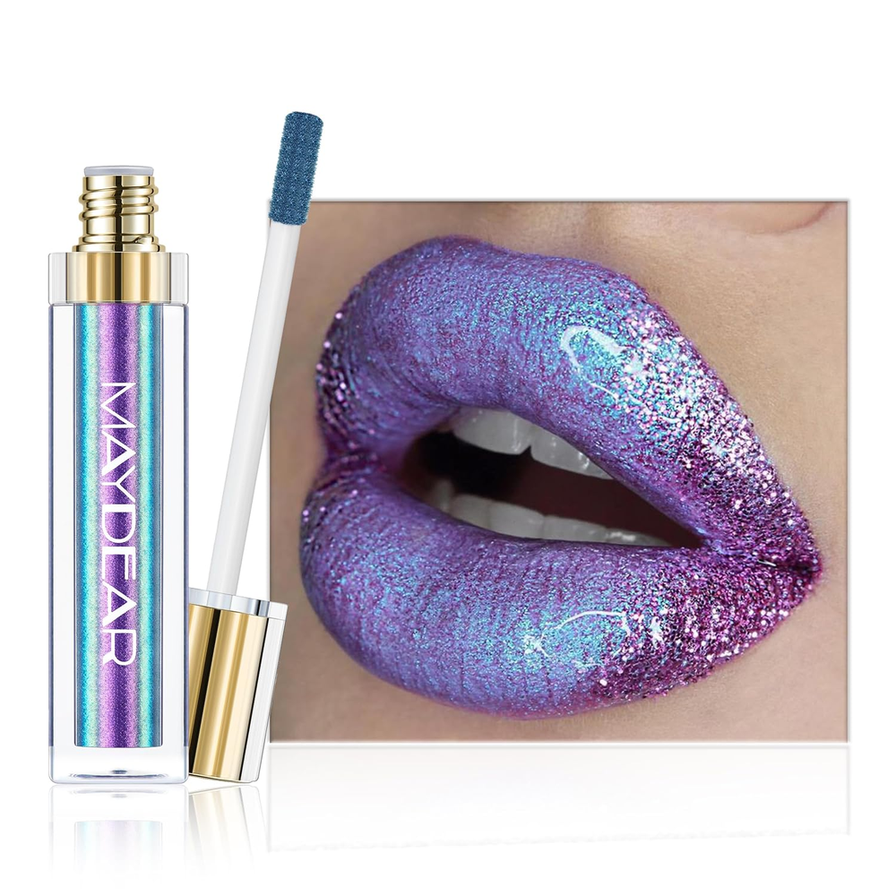 Chameleon Lipstick, High Pigmented for Women Metallic Shine Lip Gloss, Full-Cove