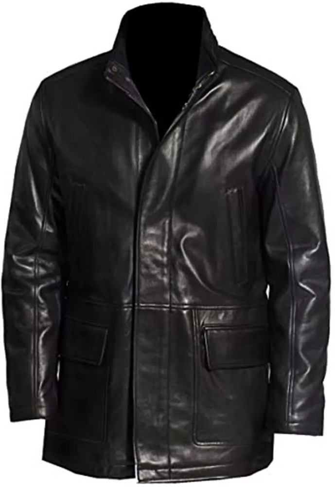Men's 100% Real Lambskin Black Leather Motorcycle Winter Jacket Designer Coat