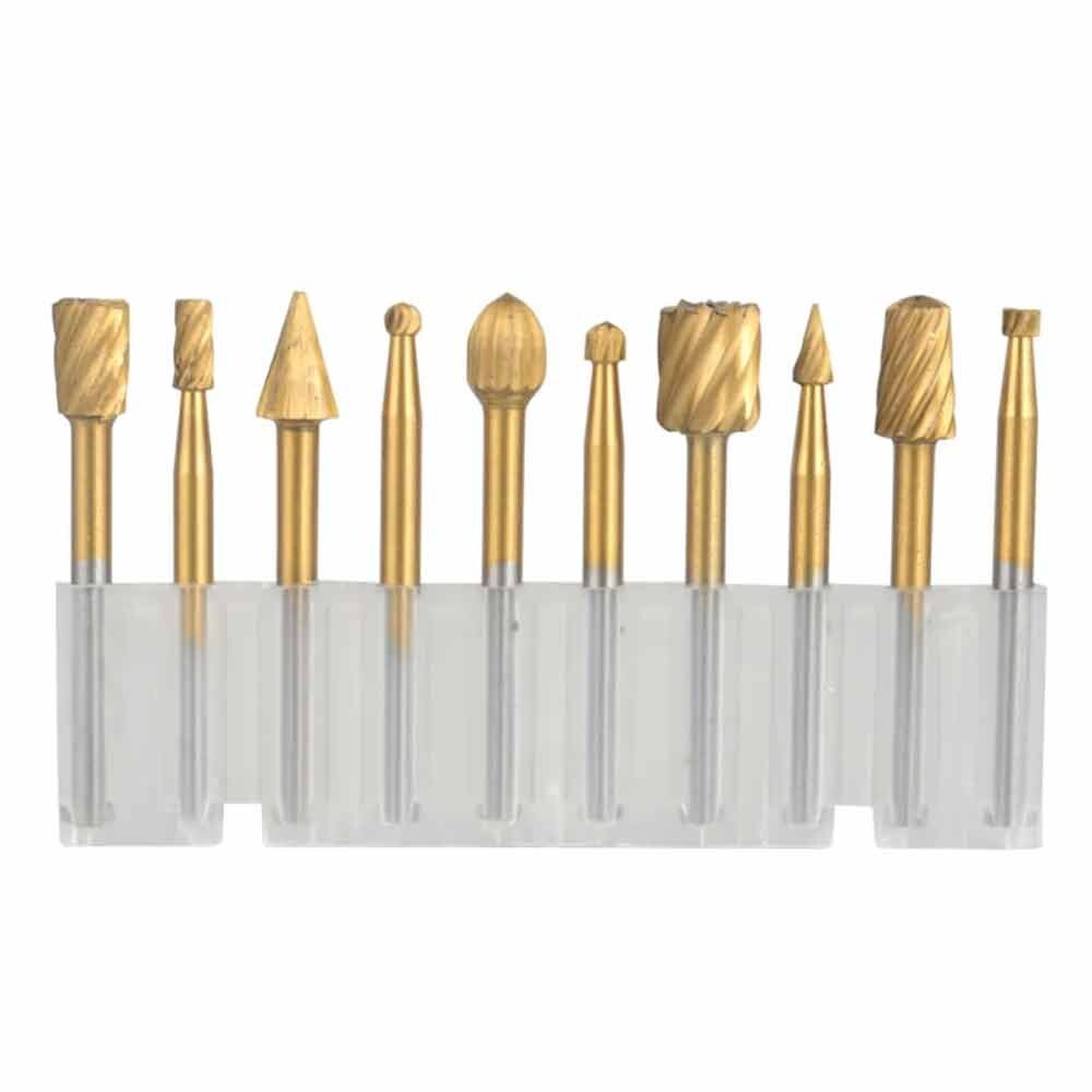 10Pcs HSS Routing Wood Carving Tools Rotary Drill File Router Bit For Dremel